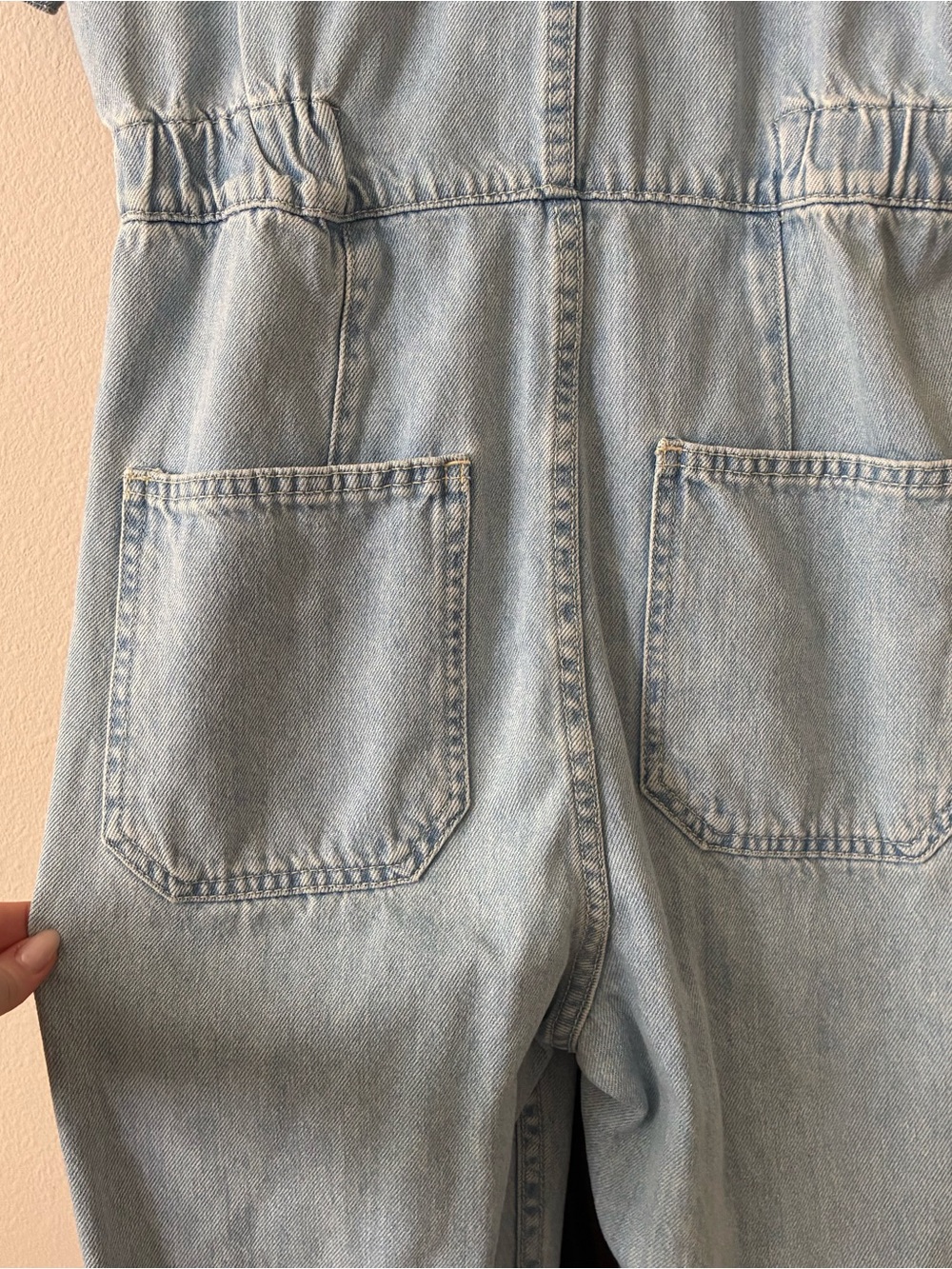 Free People Light Blue Denim Straight-Leg Jumpsuit - Picture 4 of 7